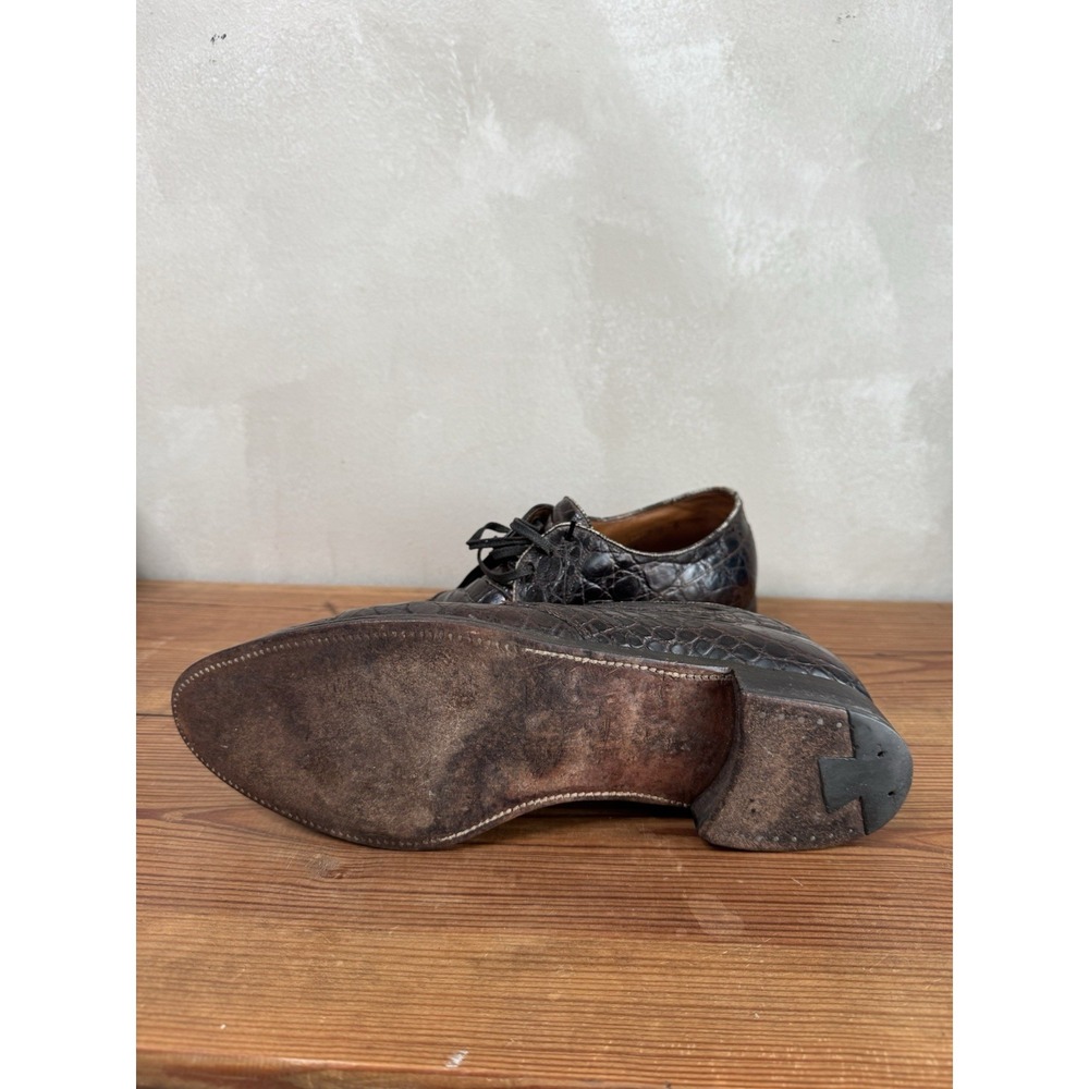 Vintage Edwin Clapp Genuine Alligator Split Toe Derby Shoes Mens 10.5 B Brown - Picture 5 of 7